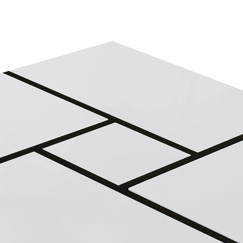 Table basse carrée blanche/marron/noire avec plateau coulissant et rangement dissimulé, 1 à 4 places