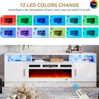 Meuble TV de cheminée de 70 po avec foyer électrique de 36 po