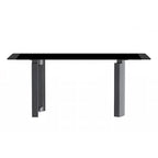 Table à manger rectangulaire en pierre blanche or / verre noir / pierre gris moyen, plateau en pierre frittée ou en verre, 4 à 6 places