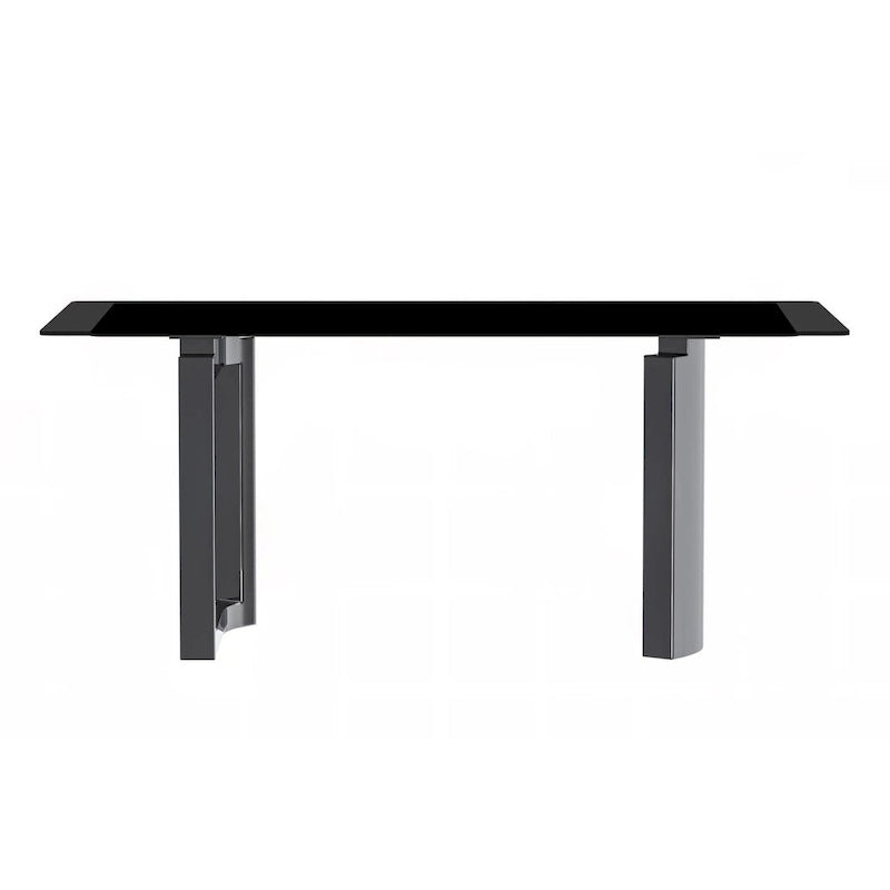 Table à manger rectangulaire en pierre blanche or / verre noir / pierre gris moyen, plateau en pierre frittée ou en verre, 4 à 6 places