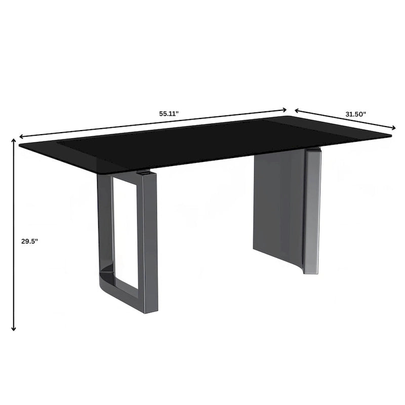 Table à manger rectangulaire en pierre blanche or / verre noir / pierre gris moyen, plateau en pierre frittée ou en verre, 4 à 6 places