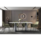 Table à manger rectangulaire en pierre blanche or / verre noir / pierre gris moyen, plateau en pierre frittée ou en verre, 4 à 6 places