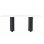 Table à manger rectangulaire en pierre blanche or / verre noir / pierre gris moyen, plateau en pierre frittée ou en verre, 4 à 6 places
