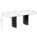 Table à manger rectangulaire en pierre blanche or / verre noir / pierre gris moyen, plateau en pierre frittée ou en verre, 4 à 6 places