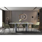 Table à manger rectangulaire en pierre blanche or / verre noir / pierre gris moyen, plateau en pierre frittée ou en verre, 4 à 6 places