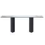 Table à manger rectangulaire en pierre blanche or / verre noir / pierre gris moyen, plateau en pierre frittée ou en verre, 4 à 6 places