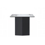 Table à manger rectangulaire en pierre blanche or / verre noir / pierre gris moyen, plateau en pierre frittée ou en verre, 4 à 6 places
