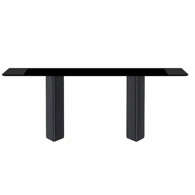 Table à manger rectangulaire en pierre blanche or / verre noir / pierre gris moyen, plateau en pierre frittée ou en verre, 4 à 6 places