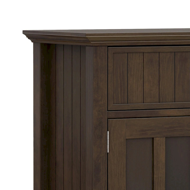 WYNDENHALL Normandy Buffet Grand bahut rectangulaire de style transitionnel en bois massif de 60 pouces de large, couleur brun brunette