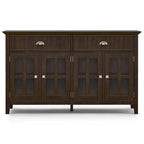 WYNDENHALL Normandy Buffet Grand bahut rectangulaire de style transitionnel en bois massif de 60 pouces de large, couleur brun brunette