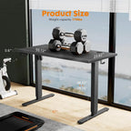 Bureau assis-debout électrique réglable en hauteur, bureau d'ordinateur ergonomique, noir, 55 x 24