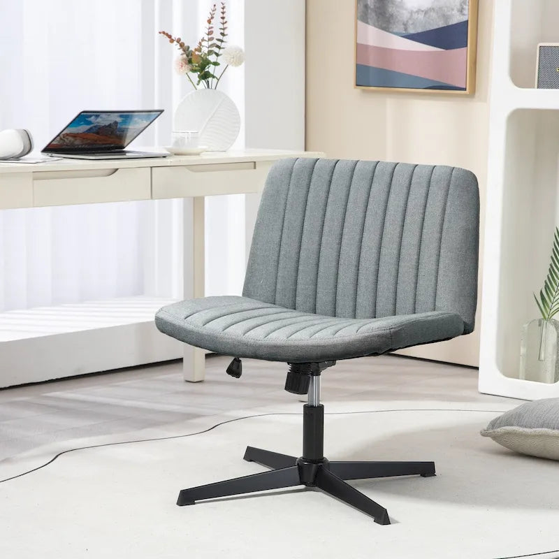 Fauteuil de bureau sans accoudoirs beige/gris avec hauteur réglable, une personne