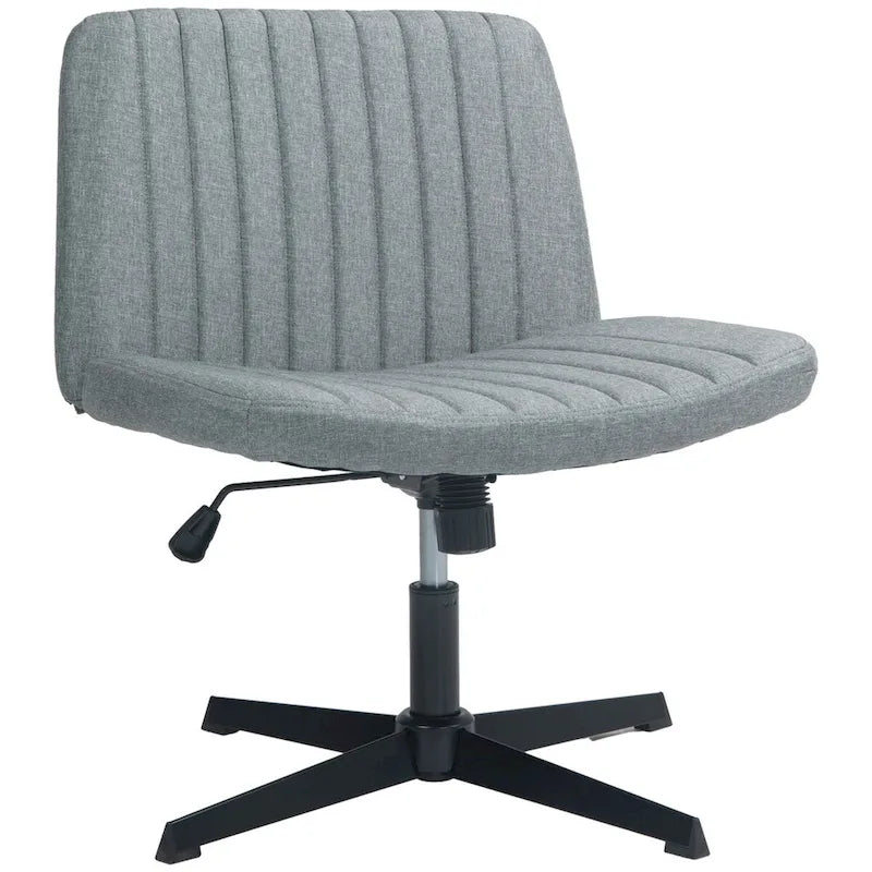 Fauteuil de bureau sans accoudoirs beige/gris avec hauteur réglable, une personne