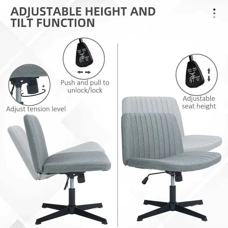 Fauteuil de bureau sans accoudoirs beige/gris avec hauteur réglable, une personne