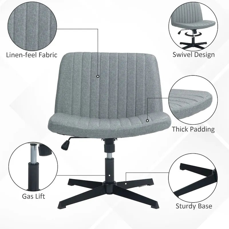 Fauteuil de bureau sans accoudoirs beige/gris avec hauteur réglable, une personne