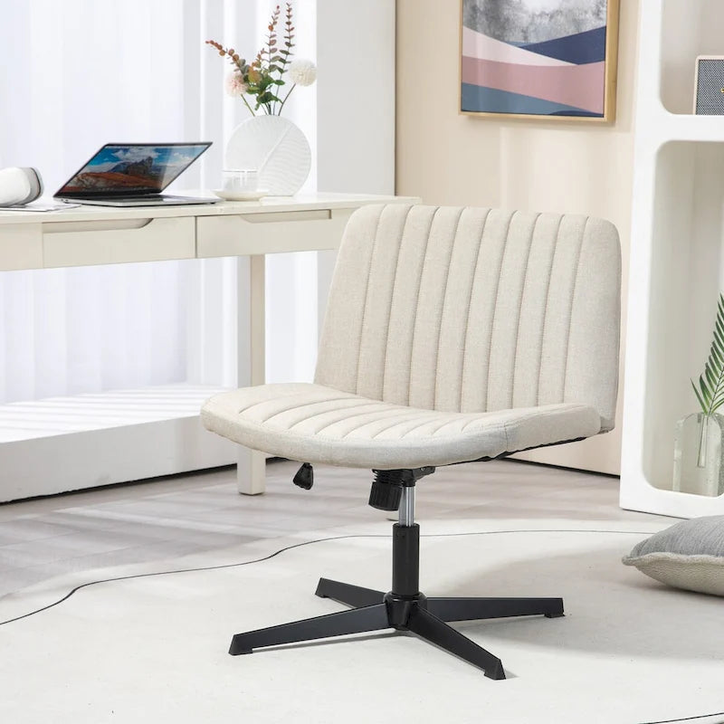 Fauteuil de bureau sans accoudoirs beige/gris avec hauteur réglable, une personne