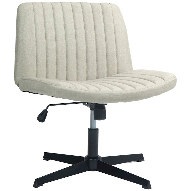 Fauteuil de bureau sans accoudoirs beige/gris avec hauteur réglable, une personne