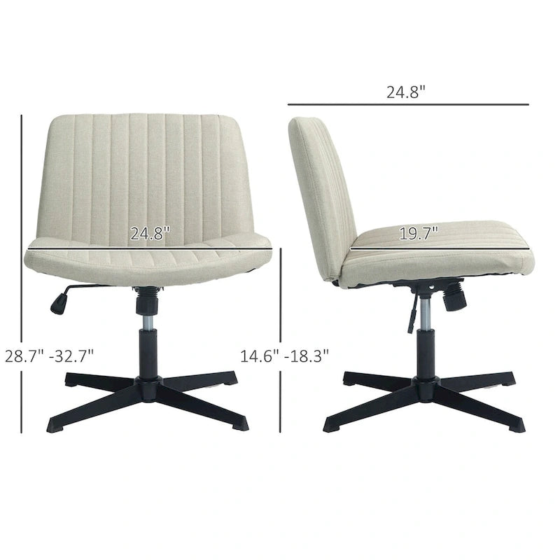 Fauteuil de bureau sans accoudoirs beige/gris avec hauteur réglable, une personne