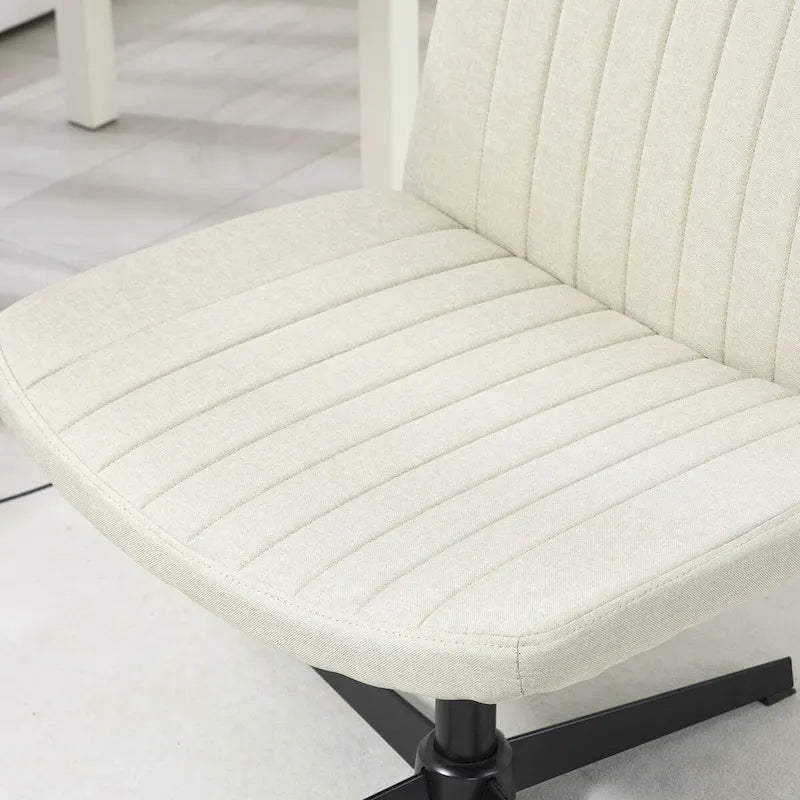 Fauteuil de bureau sans accoudoirs beige/gris avec hauteur réglable, une personne
