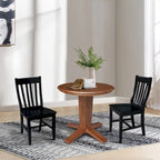 Table à manger ronde sur pied de 76 cm avec 2 chaises de salle à manger en chêne vieilli/noir