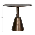 Table de bistrot Blake ronde 34 pouces à piédestal en aluminium fini laiton huilé
