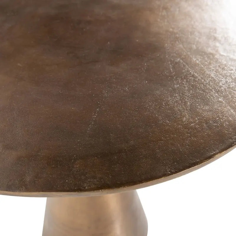 Table de bistrot Blake ronde 34 pouces à piédestal en aluminium fini laiton huilé