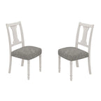 Ensemble table et chaises de salle à manger 5 pièces Sane, Fiddleback, plateau rond, gris, blanc