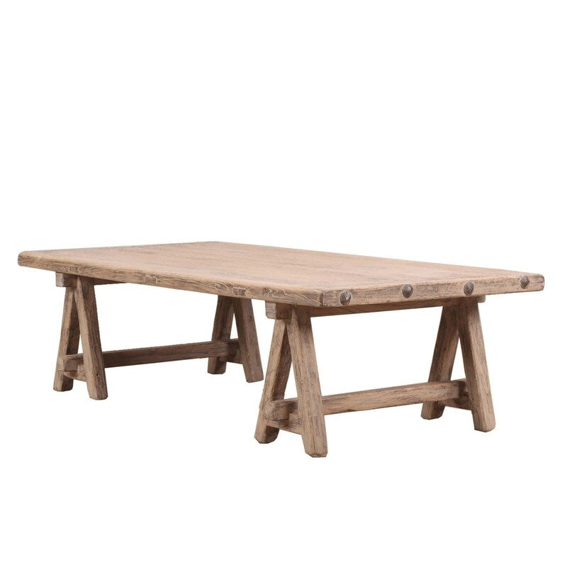 Table basse en bois naturel vieilli, 160 cm de long